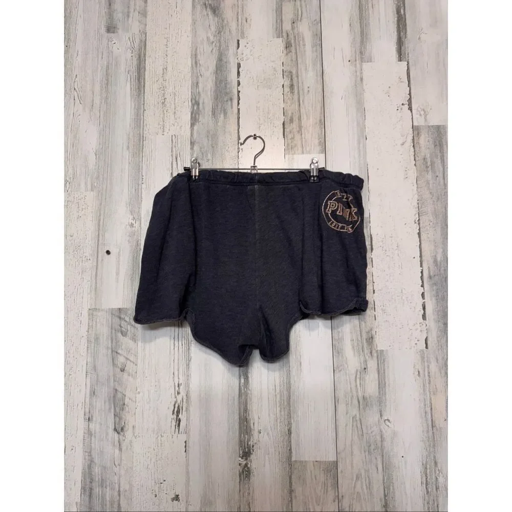 Victoria’s Secret PINK Lounge Shorts Women’s Large Black Scallop Hem Pocket Logo